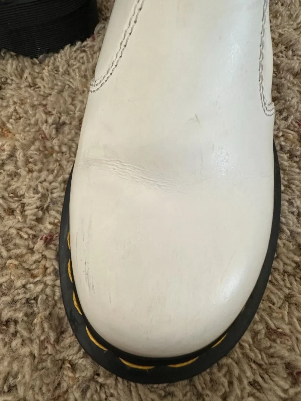 Dr. Martens Womens White Quad Chelsea Platform Boots Black Elastic Gussets 2976 - Picture 4 of 13